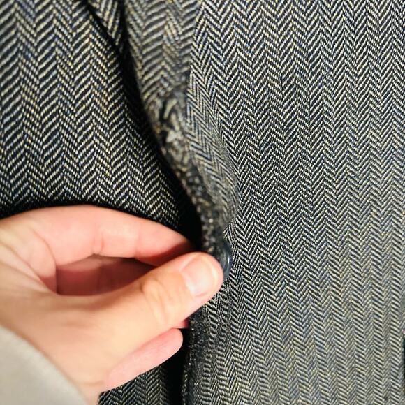 BURBERRY London Mens Gray Herringbone 44 Long Wool Silk Blend Blazer Size 44 - Picture 7 of 14